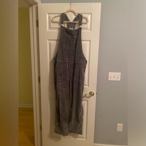 Gray corduroy overalls